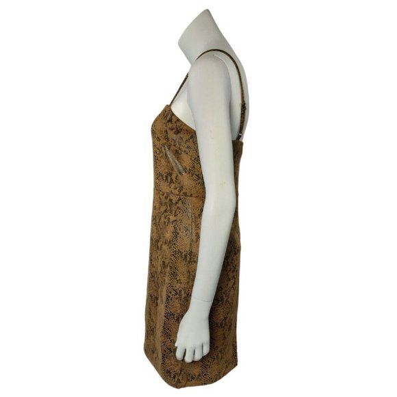 Faux Snakeskin Animal Print Camel Multi Juniors Mini Dress Size Large New - Picture 4 of 8